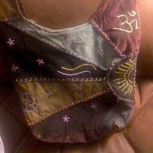 Vintage Multi color Hobo Bag Soft Faux Suede & Corduroy Fabrics. Cool Bag! BG01